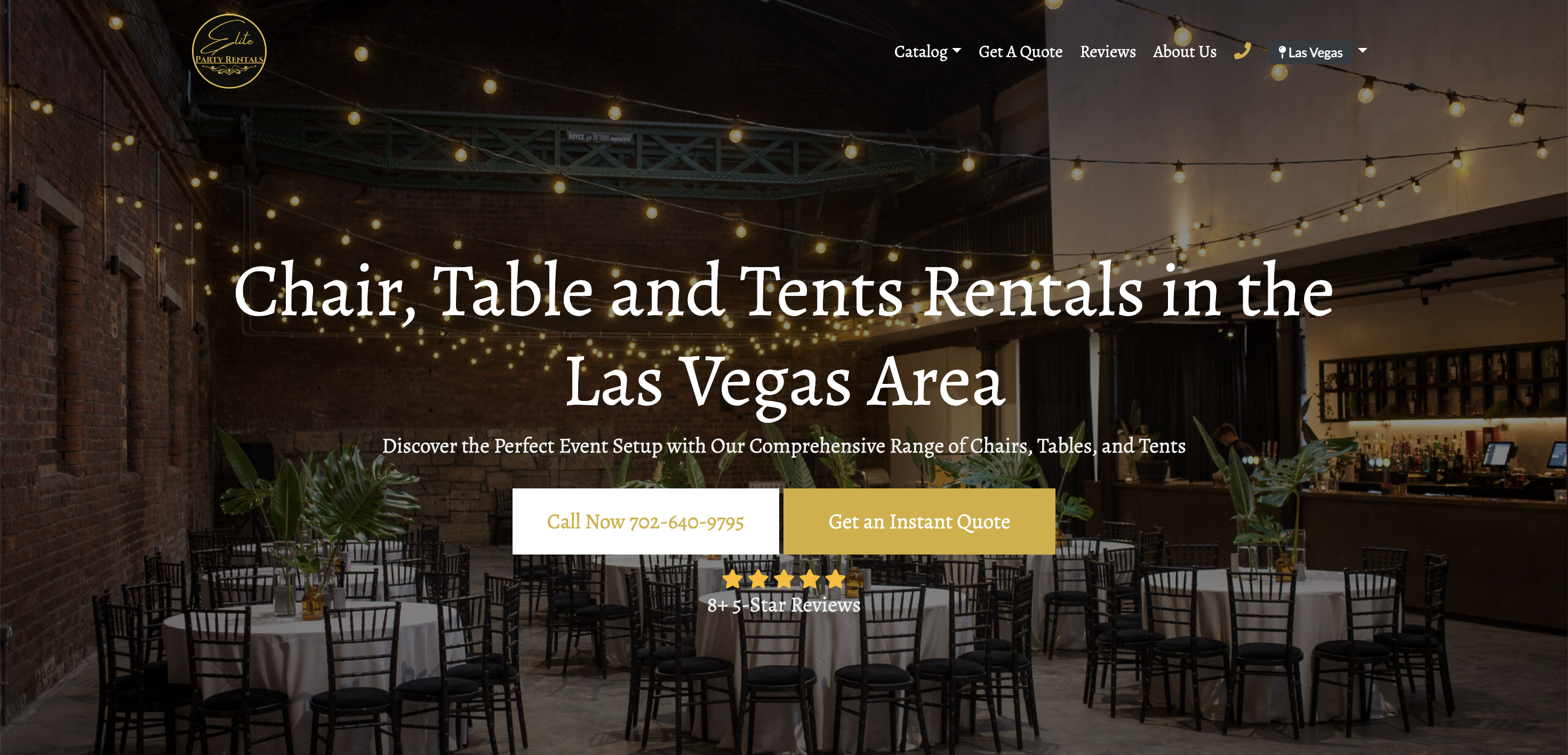 Elite Party Rentals website design example