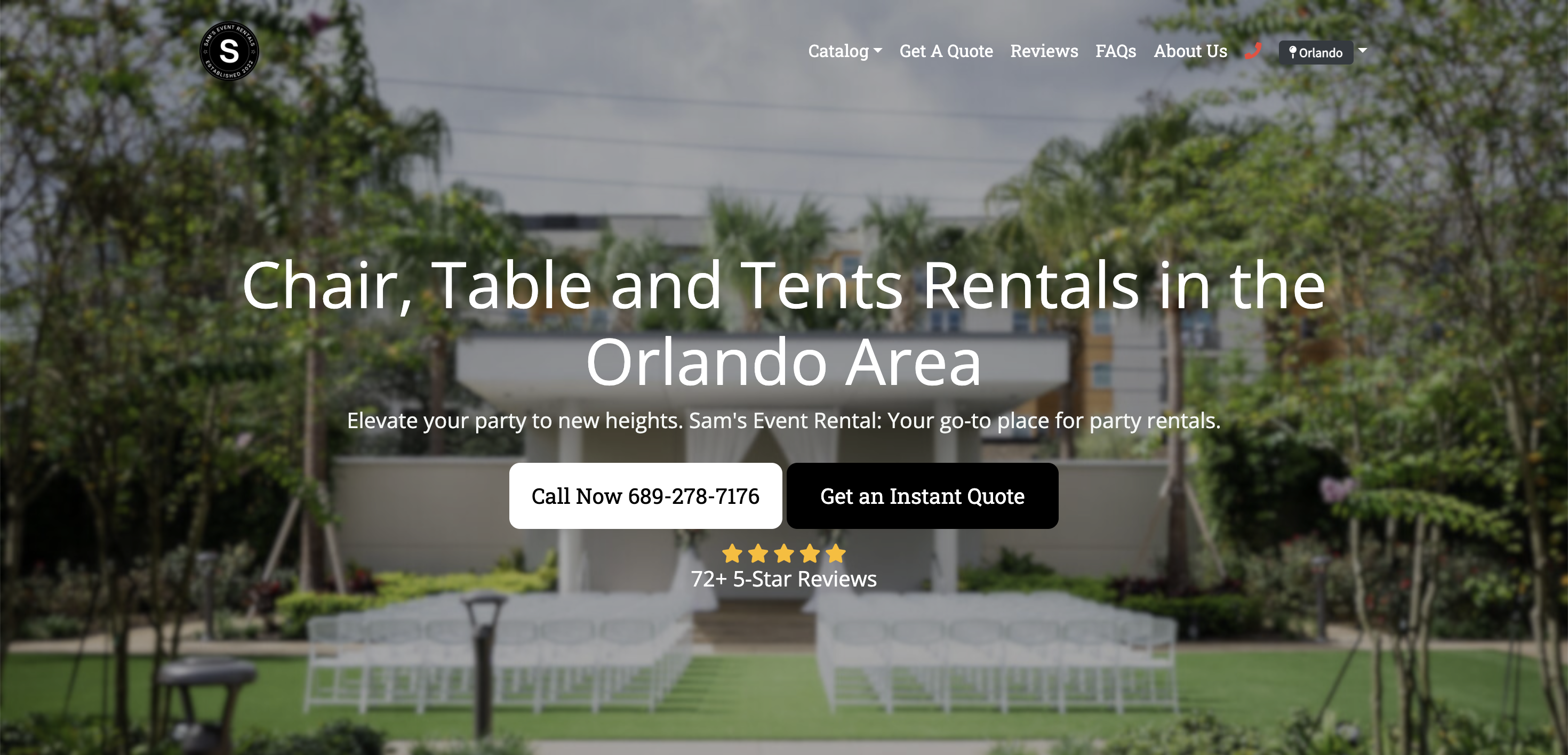 Sam's Event Rentals website design example